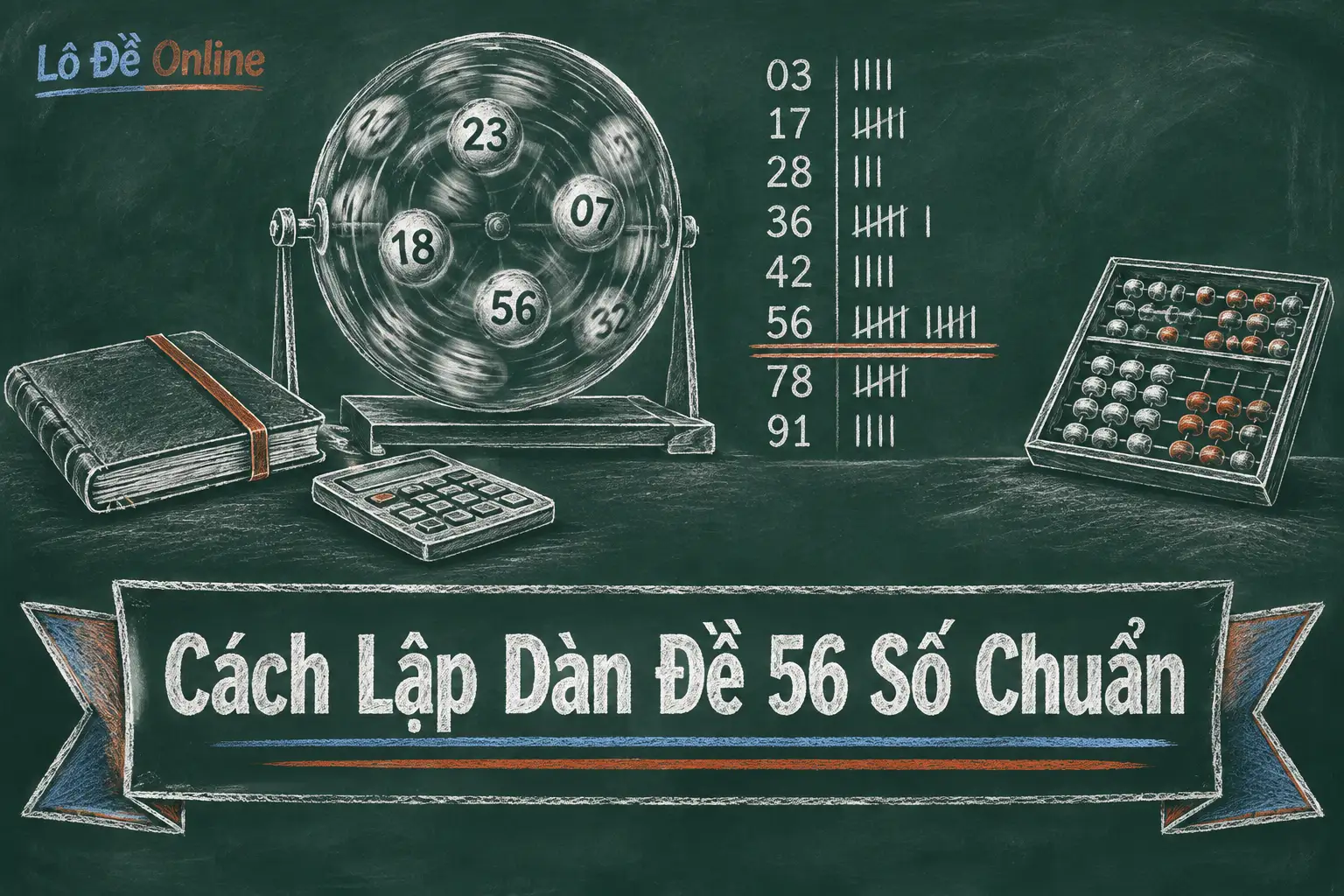 Cách làm quen thuộc nhất là lập dàn 100 số rồi loại bớt 44 con để còn lại 56 con - dàn đề 56 số