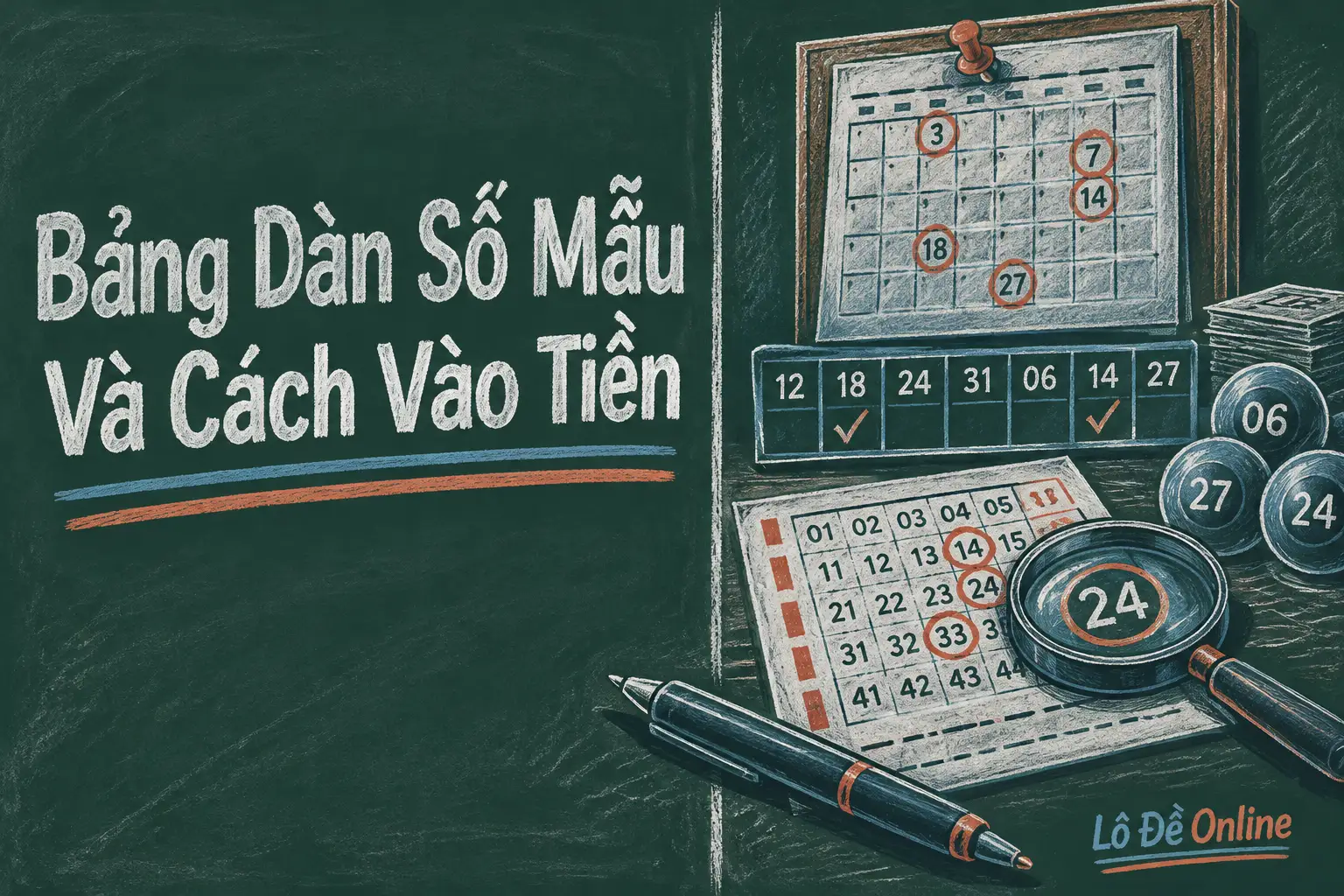 bạn dễ hình dung, hãy tưởng tượng một dàn 60 số được viết thành 10 hàng theo đầu số từ 0 đến 9 - dàn đề 60 số